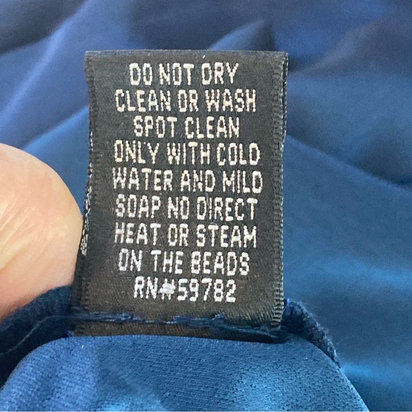 *Adrianna Papell Occasions 6 Teal Polyester Lined Ruffled Gown Beaded Detail - Picture 11 of 11